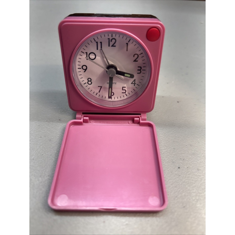 Compact Portable Travel Alarm Clock Protective Cover for Trips Y2K Pink WORKS